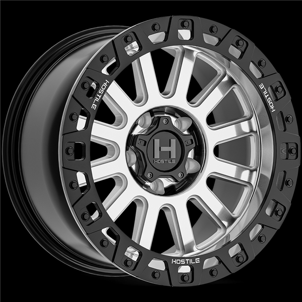 17X9 HOSTILE H139 5X127 -12MM C.B 78MM SILVER MACHINED SATIN BLACK RING