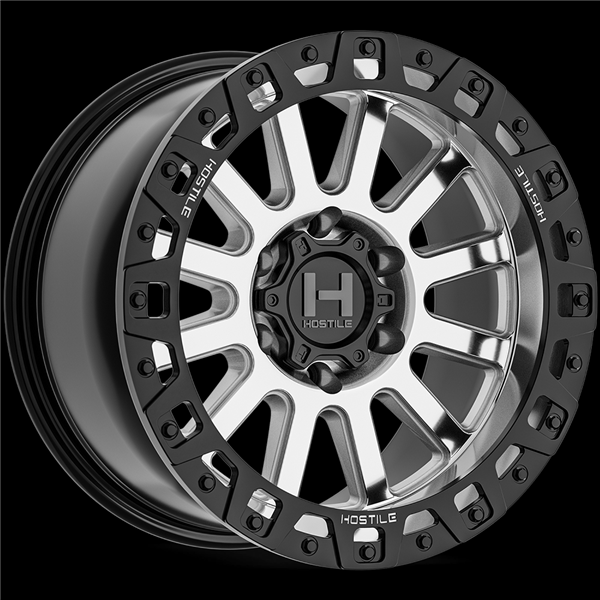 17X9 HOSTILE H139 6X139.7 00MM C.B 106.1MM SILVER MACHINED SATIN BLACK RING
