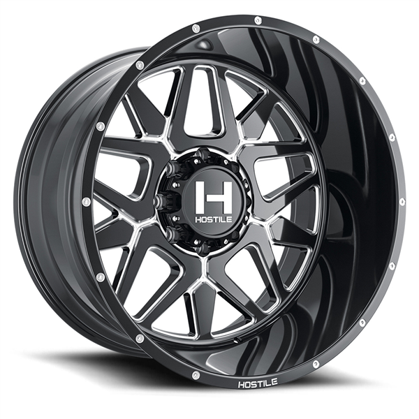 20X10 HOSTILE H128 8X170 -19MM C.B 125.2MM BLADE CUT (GLOSS BLACK MILLED)