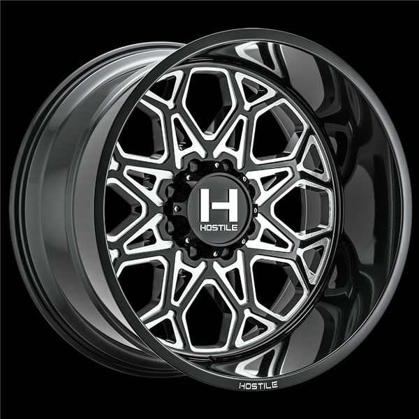 20X10 HOSTILE H132 8X165 -19MM C.B 125.2MM BLADE CUT (GLOSS BLACK MILLED)
