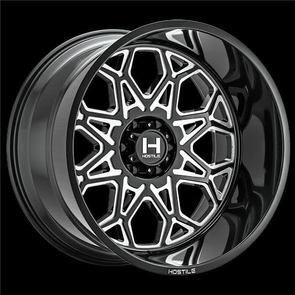 20X10 HOSTILE H132 8X180 -19MM C.B 125.2MM BLADE CUT (GLOSS BLACK MILLED)