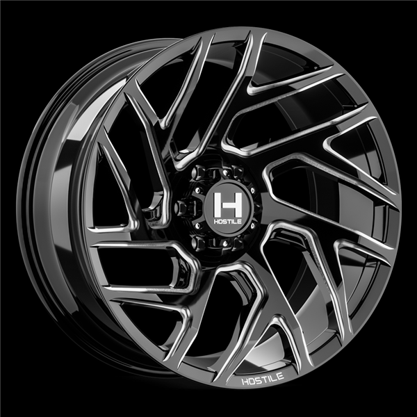 20X10 HOSTILE H141 6X135 -19MM C.B 87MM BLADE CUT (GLOSS BLACK MILLED)