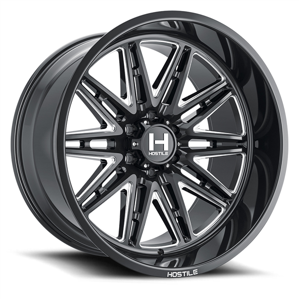 20X12 HOSTILE H126 6X135 -44MM C.B 87MM BLADE CUT (GLOSS BLACK MILLED