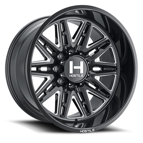 20X12 HOSTILE H126 8X165 -44MM C.B 125.2MM BLADE CUT (GLOSS BLACK MILLED)