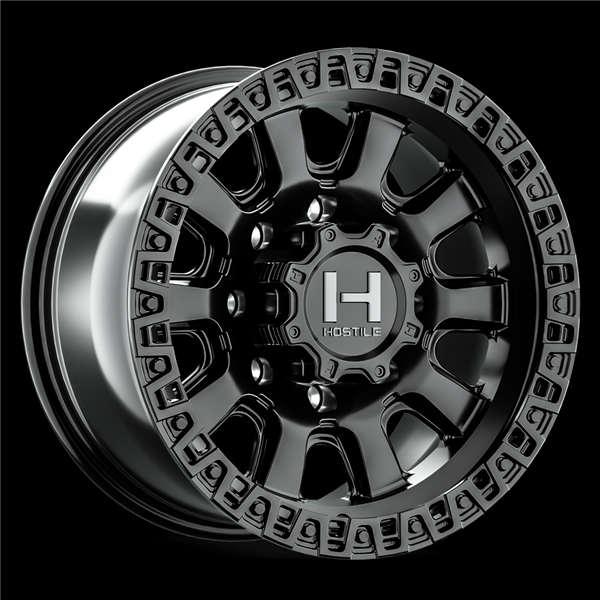 20X9 HOSTILE H138 8X165 1MM C.B 125.2MM ASPHALT (SATIN BLACK)