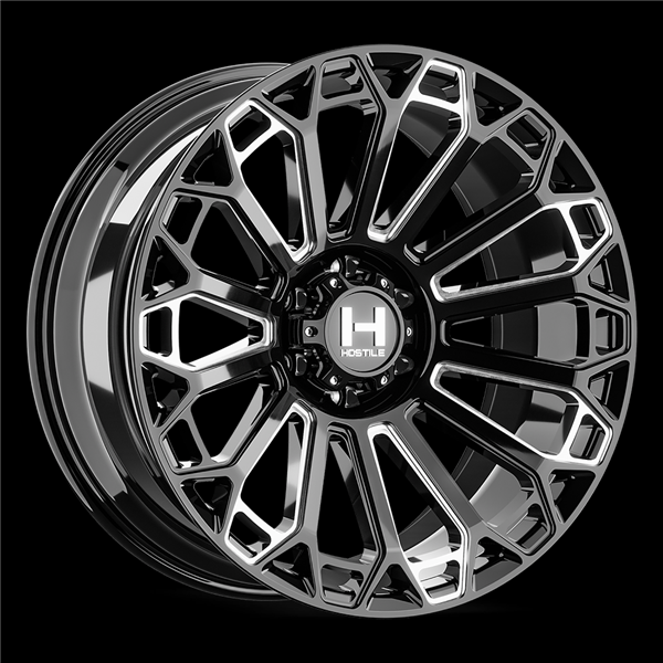 20X9 HOSTILE H142 6X135 12MM C.B 87MM BLADE CUT (GLOSS BLACK MILLED)