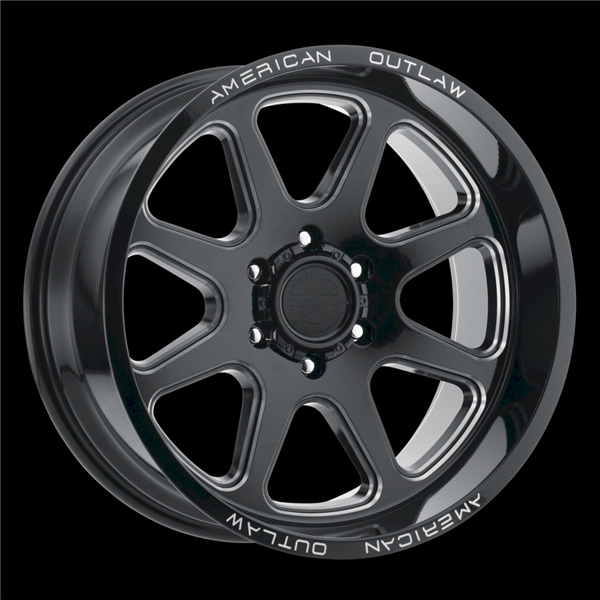 AMERICAN OUTLAW DERRINGER 17X8.5+0 6X135 C.B-87.1 GB GLOSS BLACK W/MILLED