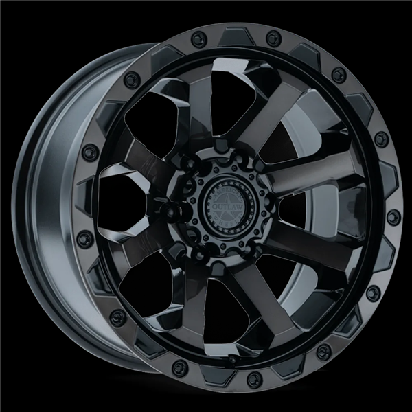 AMERICAN OUTLAW CAPONE 17X8.5+0 5X127 C.B-71.6 MFBKTD GLOSS BLACK W/MACHINED FACE BLACK TINT
