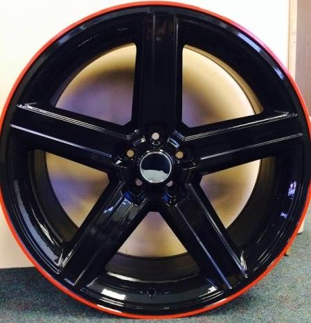 IROC 248T-M 22X9.5+10 5X120.65 C.B-74.2 B+RLIP BLACK WITH RED LINE ON THE LIP***SPECIAL***