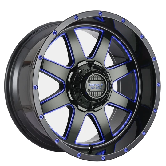 IMPACT OFF-ROAD 804 20X10-12 5X127+5X139.7 CB-87.1GLOSS BLACK/BLUE MILLED****BLUE****