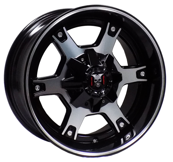 XTREME MUDDER XM-305 159 17X9-12 6X135+6X139.7 C.B 106.40 BLACK MACHINE FACE & LINE MILLING RIVETS