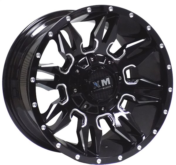 XTREME MUDDER XM-320 A0084 17X9+0 5X139.7+5X150 C.B 110 GLOSS BLACK MILLED EDGE**SPECIAL PRICE**