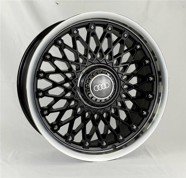 REPLICA XW039 18X8+35 5X108+5X114.3 C.B 73.10 BLACK POLISHED LIP*AUDI FLODED CAP*