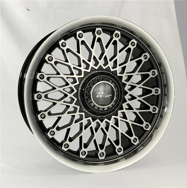 XW039 18X8+35 5X114.3+5X120 C.B 74.10 BLACK POLISHED MACHINE FACE**XW FLODED CAP**