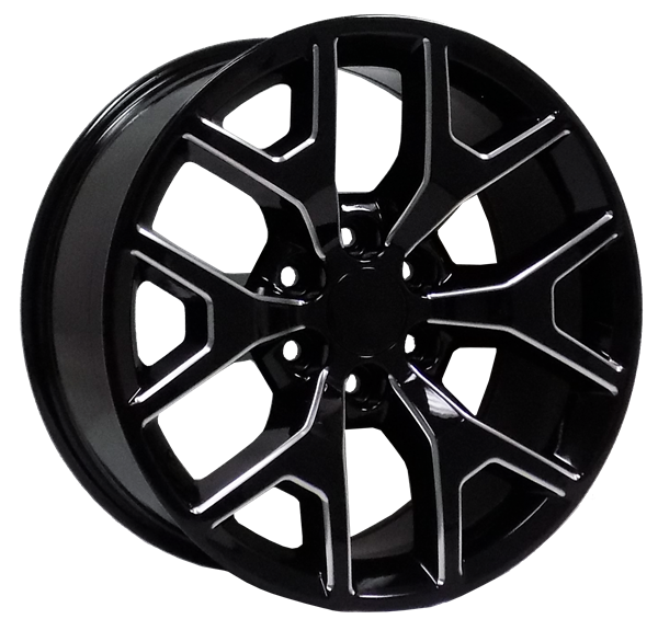 2113 [GMC SIERRA] REPLICA 20X9+27 6X139.7 C.B 78.10 BLACK MILLED