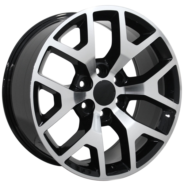 2113 [GMC SIERRA] REPLICA 20X9+27 6X139.7 C.B 78.10 BLACK MACHINE FACE