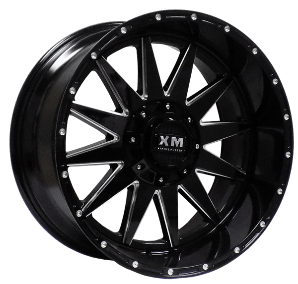 XTREME MUDDER XM-312 A0098 18X9+0 6X135+6X139.7 C.B 108.10 GLOSS BLACK MILLED EDGE