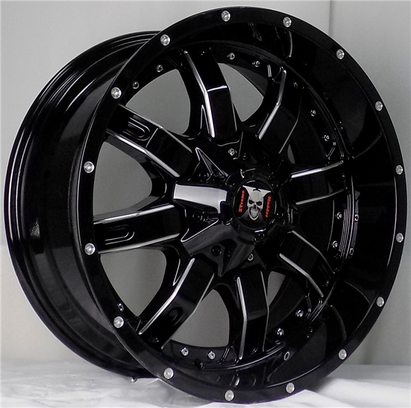 XTREME MUDDER XM-308x 320x 20X9-12 5X114.3+5X127 C.B 78.10 GLOSS BLACK MILLING WINDOW/ MILLING DOTS
