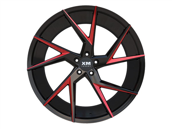 XM LUXURY XM-207 20X8.5+35 5X112 C.B 66.56 GLOSS BLACK RED MILLED