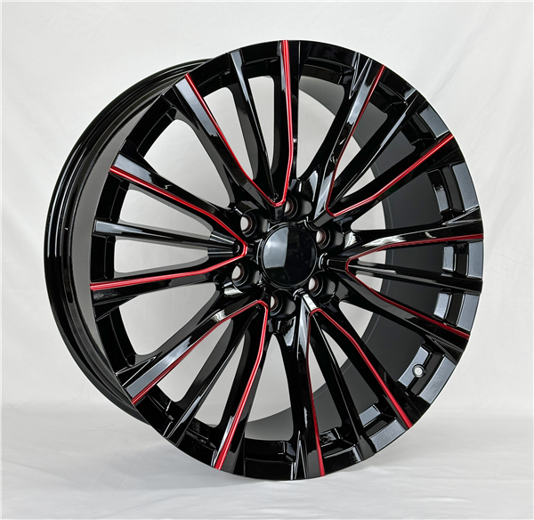 2143 REPLICA 22X9+28 6X139.7 C.B 78.10 BLACK MILLED RED LINE
