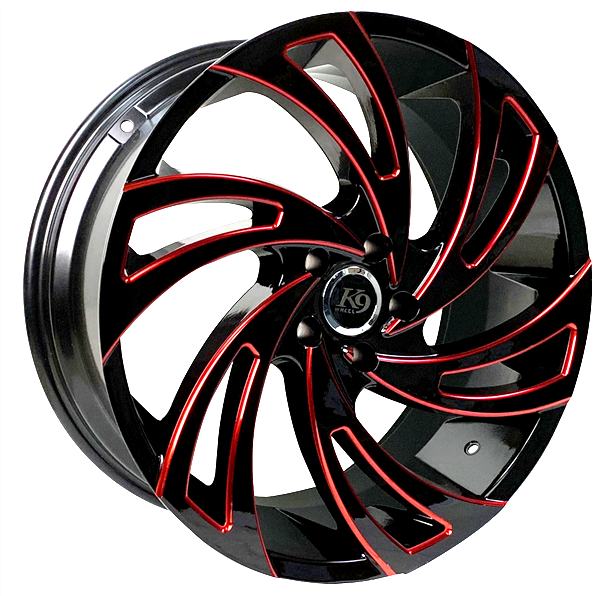 K9 K20 22X9.5+25 5X120 C.B 74.10 BLACK RED MILLING