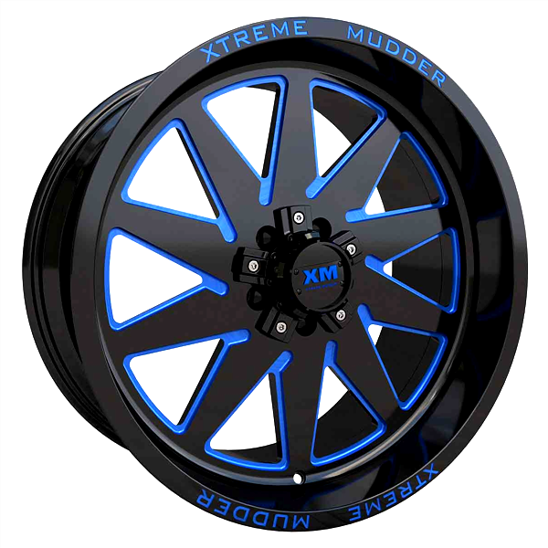 XTREME MUDDER XM-348 20X10-18 6X135+6X139.7 C.B 108 GLOSS BLACK BLUE MILLED