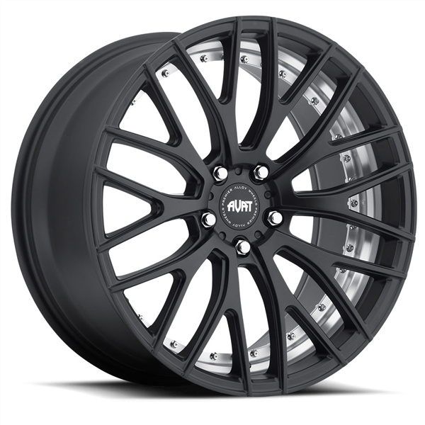 AVAT AV2 20X9.5+40 5X120 MATTE BLACK (UNDER CUT) GOLD RIVETS*** STAGGERED***