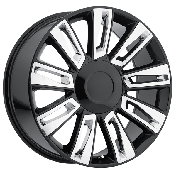 F7198 REPLICA 22X9+31 6X139.7 C.B 78.10 GLOSS BLACK W/ CHROME INSERT