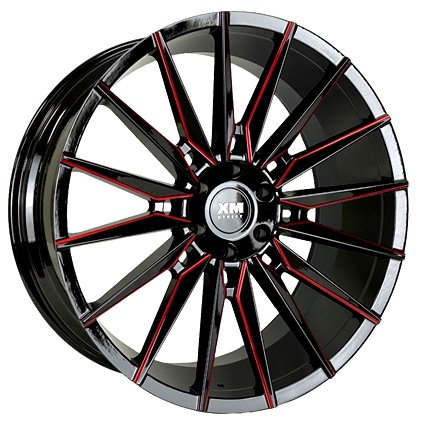 XM STREET XM-610 24X10+15 5X127 C.B 78.10 BLACK RED MILLED