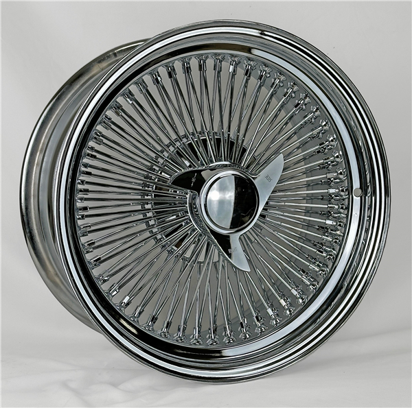17X8 STD 100 SPOKE K/O ALL CHROME WIRE WHEEL 5X114.3+120.65+127 3BAR