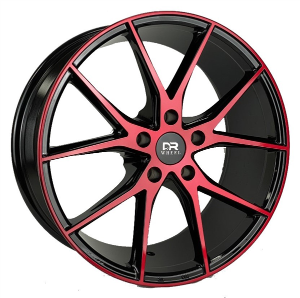 DRIFT RACING DR70 AO7000 18X8+35 5X108 C.B 73.10 BLACK MACHINE FACE+RED PAINT** FORGEDFLOW FORMED*