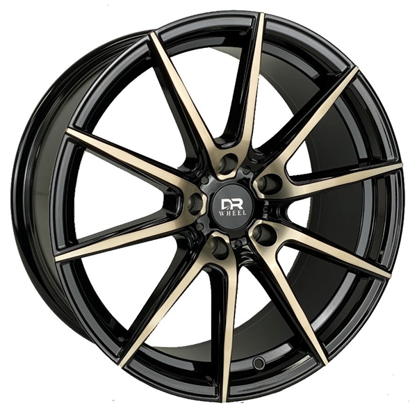 DRIFT RACING DR71 AO7001 18X8+35 5X108 C.B 73.10 BLACK MACHINE FACE+BRONZE PAINT *FORGED FLOW FORMED