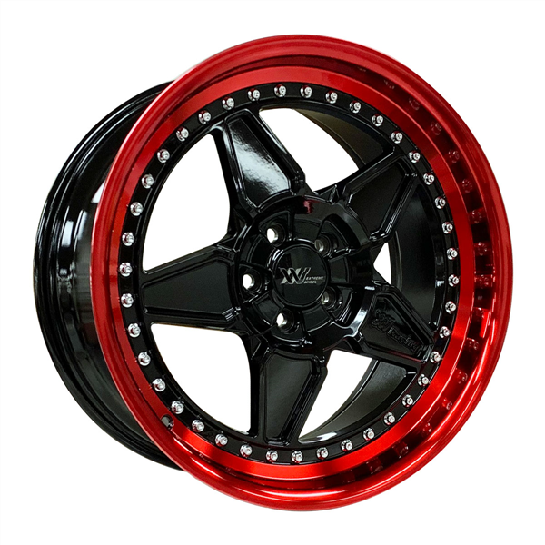 DRIFT XW XW011 18X8.5+35 5X120 C.B 72.56 BLACK POLISH RED LIP