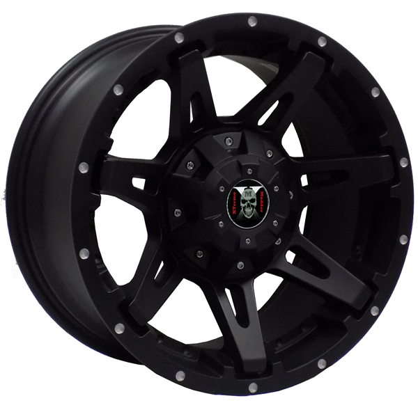 XTREME MUDDER A392 17X9-12 5X139.7+5X150 C.B 110 SATIN BLACK MILLING DOTS