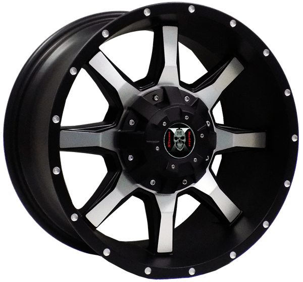 XTREME MUDDER XM-201 A861 17X9+0 6X135+6X139.7 C.B 108.10 SATIN BLACK MACHINED SPOKE MILLING DOTS [N