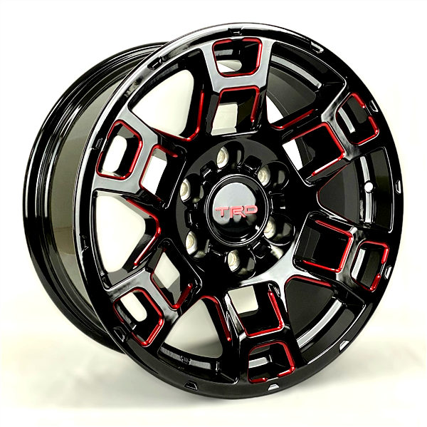 TRD TR-5 AO9989 18X8+15 6X139.7 C.B 106.10 BLACK MILLING RED PAINTING