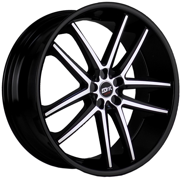 DRIFT L912 22X9+35 5LUG **BLANK** C.B 74.10 GLOSS BLACK MACHINE FACE BLACK LIP