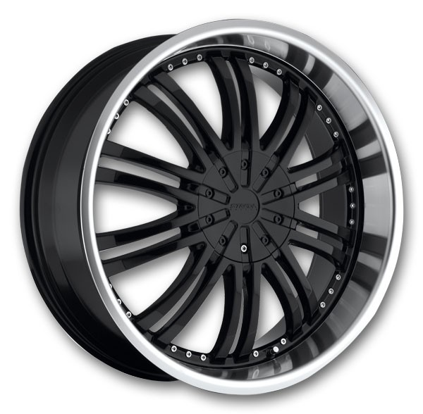 STRADA SHIFT VENTI 22X8.5+40 5X108+5X114.3 C.B 72.6 BLACK MACHINE LIP***SPECIAL***