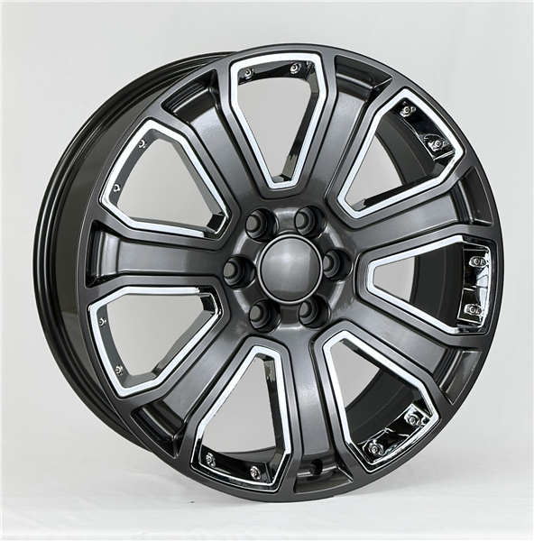 2116-G06 GMC, CHEVY REPLICA 22X9+31 6X139.7 C.B 78.10 GUNMETAL W/ CHROME INSERTS