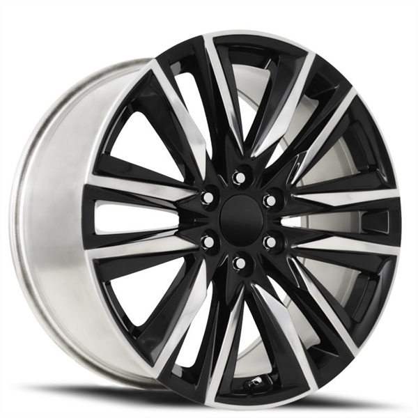 2135 CHEVY, GMC, CADILLAC REPLICA 22X9+31 6X139.7 C.B 78.10 BLACK MACHINE FACE