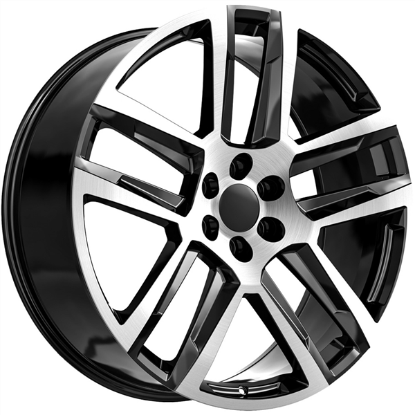 2101 CHVY, GM, CADILAC REPLICA 22X9+31 6X139.7 C.B 78.10 BLACK MACHINE FACE