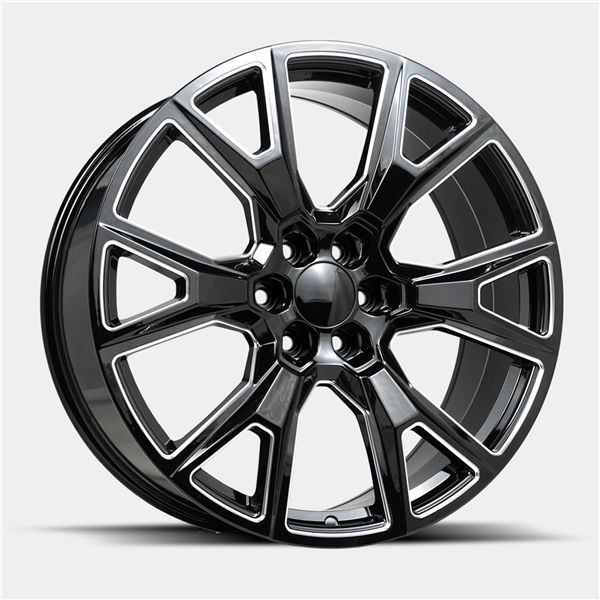 2126 CHVY, GM, CADILAC REPLICA 22X9+28 6X139.7 C.B 78.10 BLACK MILLED