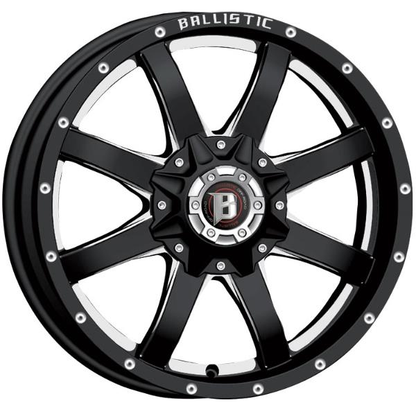 BALLISTIC 955 18X9-12 6X135+6X139.7 C.B 100.4GLOSS BLACK MILLED