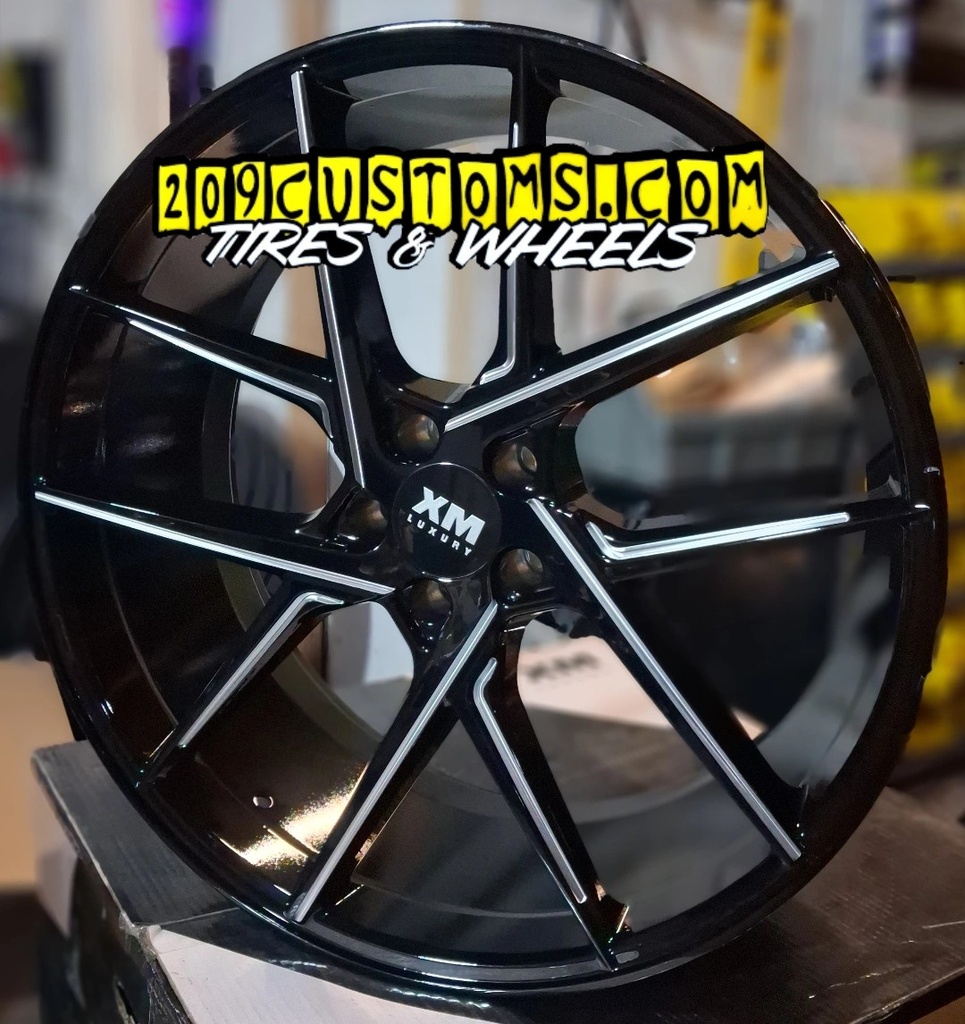 XTREME LUXURY XM-204 22X9+25 5X120 C.B 72.56 BLACK MILLED**AVAILABLE STAGGERED ONLY**
