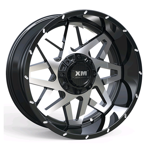 XTREME MUDDER XM-313 A0100 20X10-12 5X139.7+5X150 C.B 110 GLOSS BLACK MACHINE FACE
