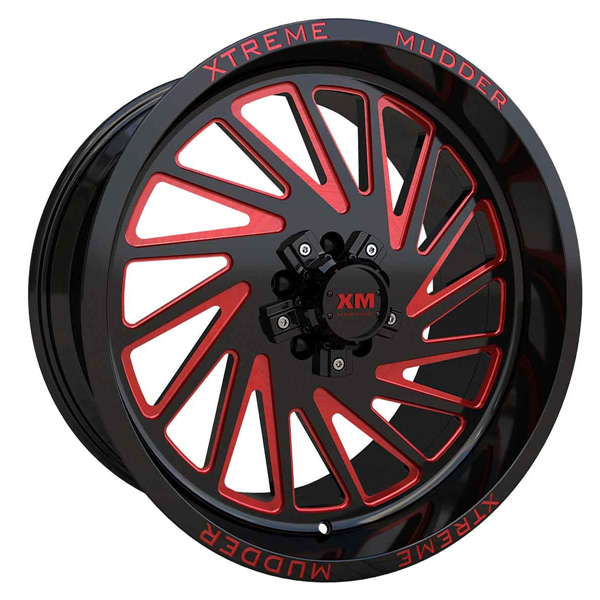 XTREME MUDDER XM-346 20X10-6 5X139.7+5X150 C.B 110 GLOSS BLACK RED MILLED