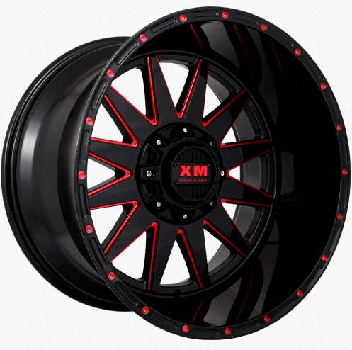 XTREME MUDDER XM-312 20X10-12 5X114.3+5X127 C.B 78.10 BLACK MILLED EDGE RED COAT