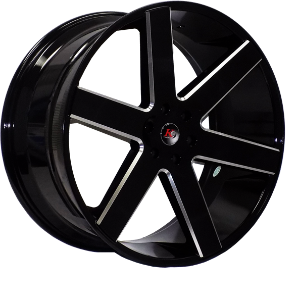 K9 K-03 6198 24X10+30 6X135 C.B 87.10 GLOSS BLACK MILLED EDGE