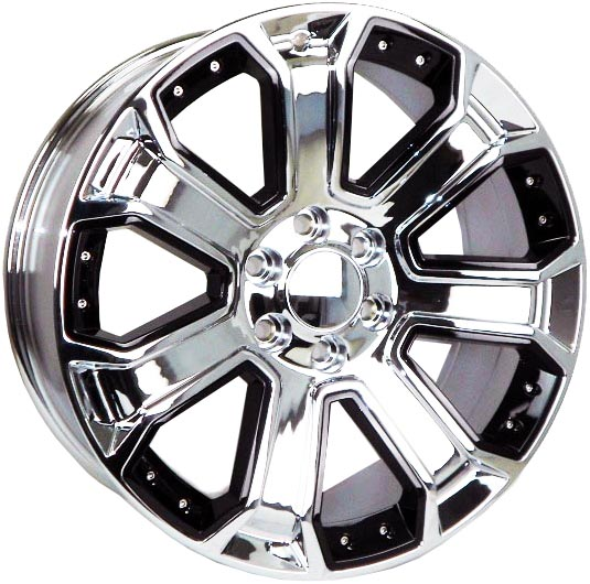 G06 [GMC, CHEVY REPLICA] 24X10+31 6X139.7 C.B 78.10 CHROME BLACK INSERTS**SPECIAL**