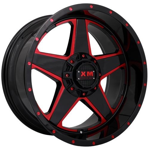 XTREME MUDDER XM-315 A0099 5361 24X12-44 6X135+6X139.7 C.B 106 GLOSS BLACK RED MILLED